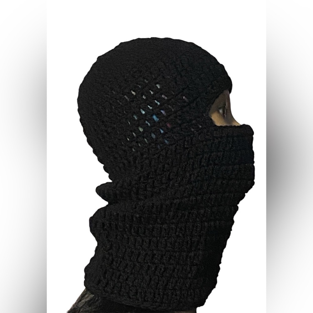 Black Handmade Crochet Balaclava - Picture 4 of 5